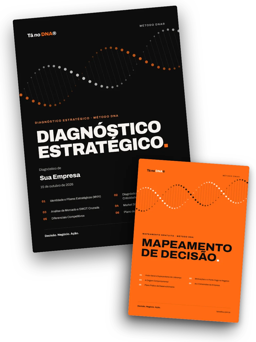 Capas do Diagnóstico Estratégico e do Mapeamento de Decisão — Jornada DNA